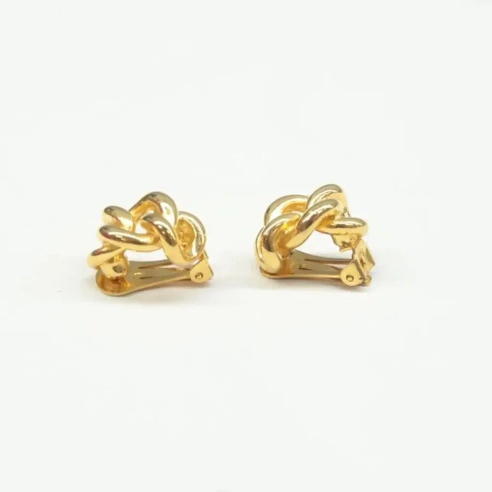 100% Authentic DIOR Gold Metal Clip-On Earrings 302-092924